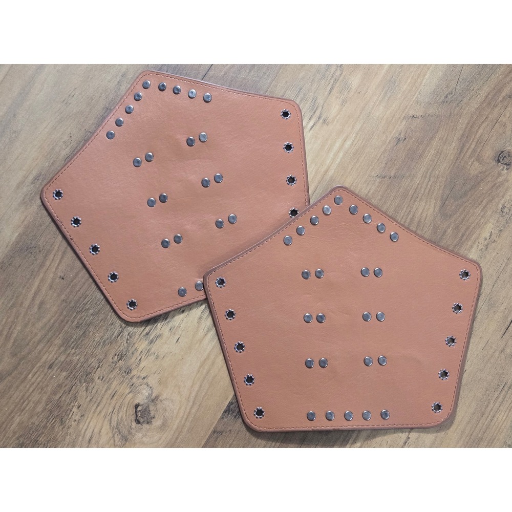 Brown Faux Leather Studded Bracers Medieval Arm Guards Cosplay Costume Pair - Picture 2 of 3